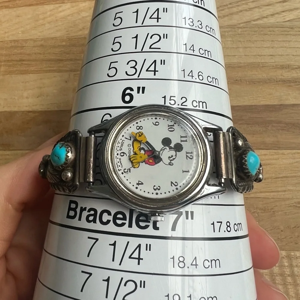 VTG Lorus Mickey Mouse ladies watch with Sterling silver Native American wings